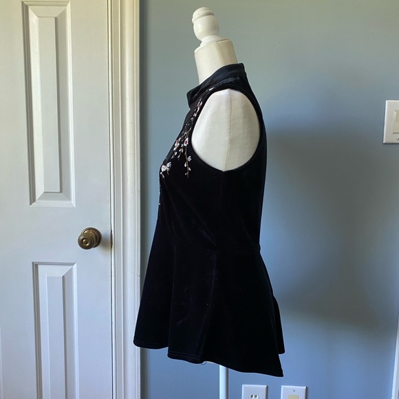 WEEKEND SALE! Sugar + Lips Black Velvet Floral Embroidered Top - Picture 5 of 5